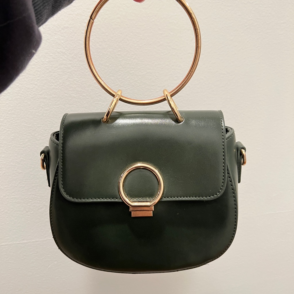 Dark Green Bag With Gold Hardware
